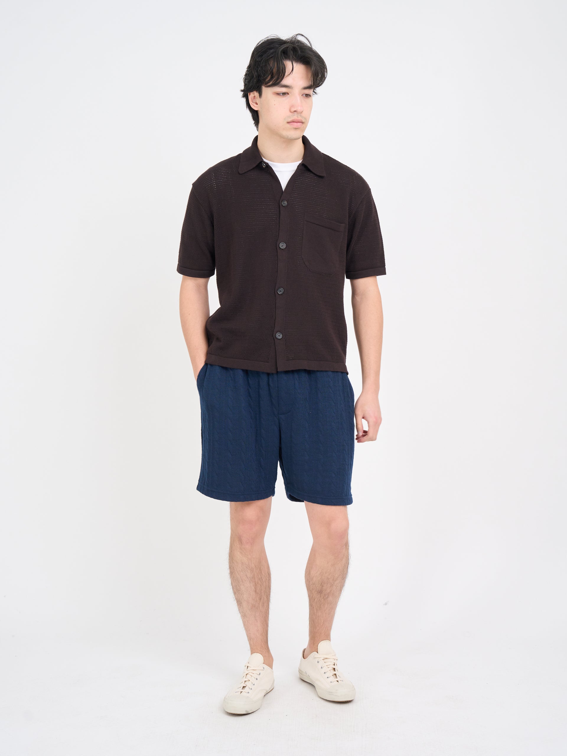 Short Sleeve Mawes Knitted Shirt Nicholson Brown