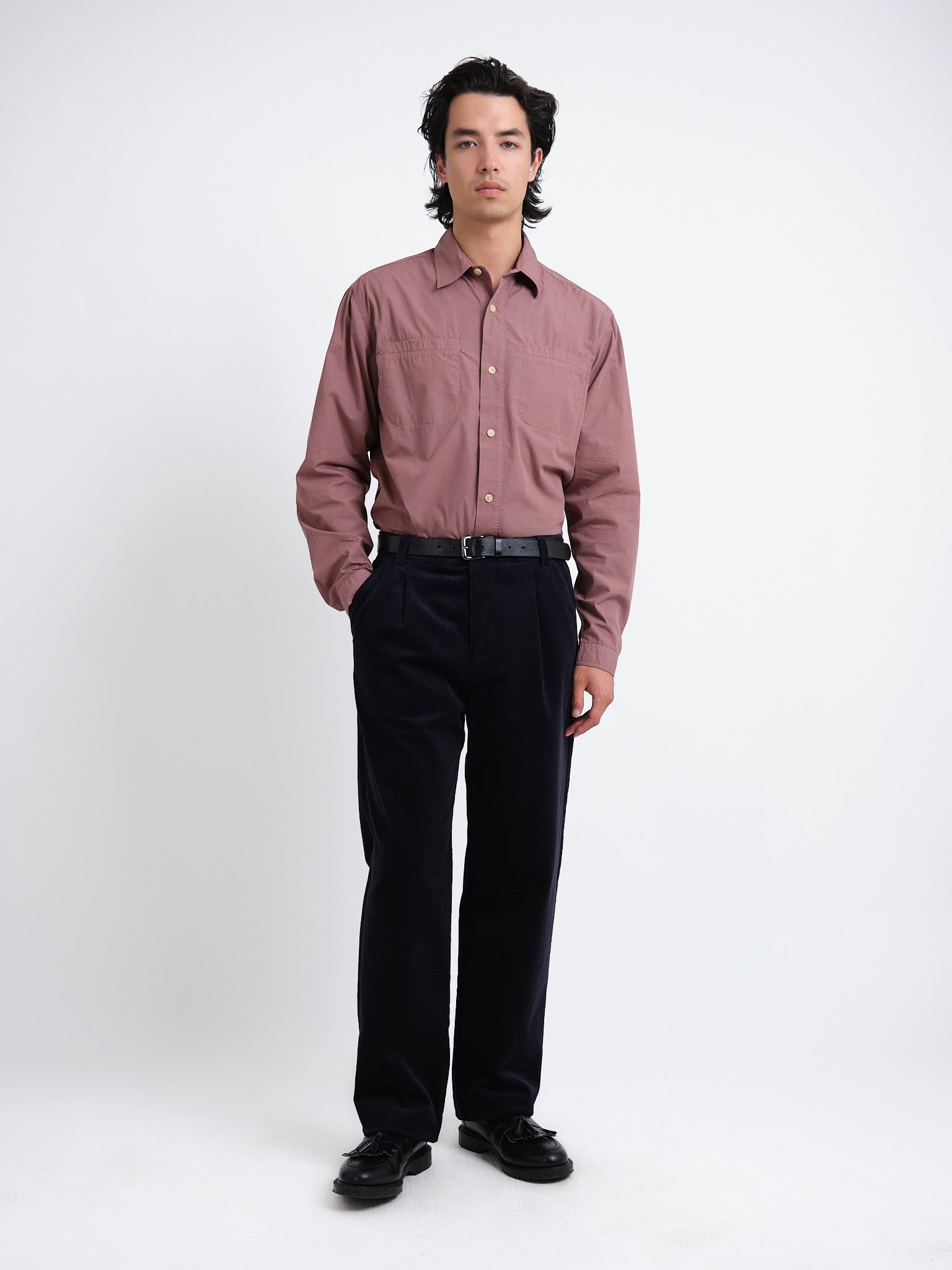 Morton Pleated Trousers Ivers Corduroy Navy