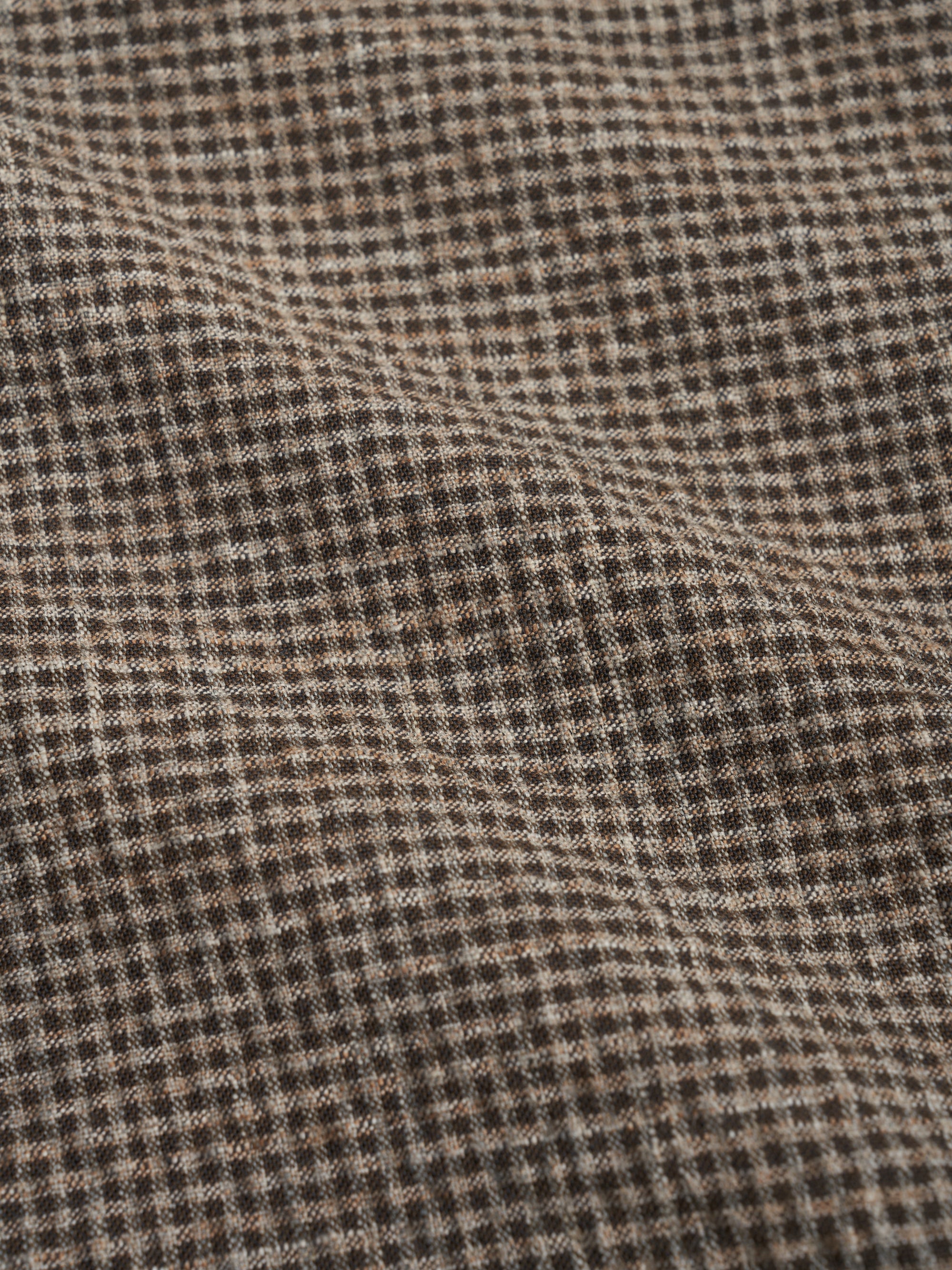 Hilliard brown micro-check cotton and wool fabric texture detail
