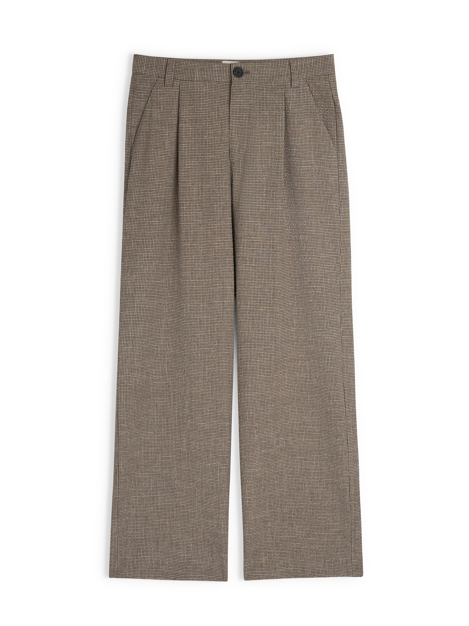 Orsman wide-leg trousers in Hilliard brown micro-check, flat view