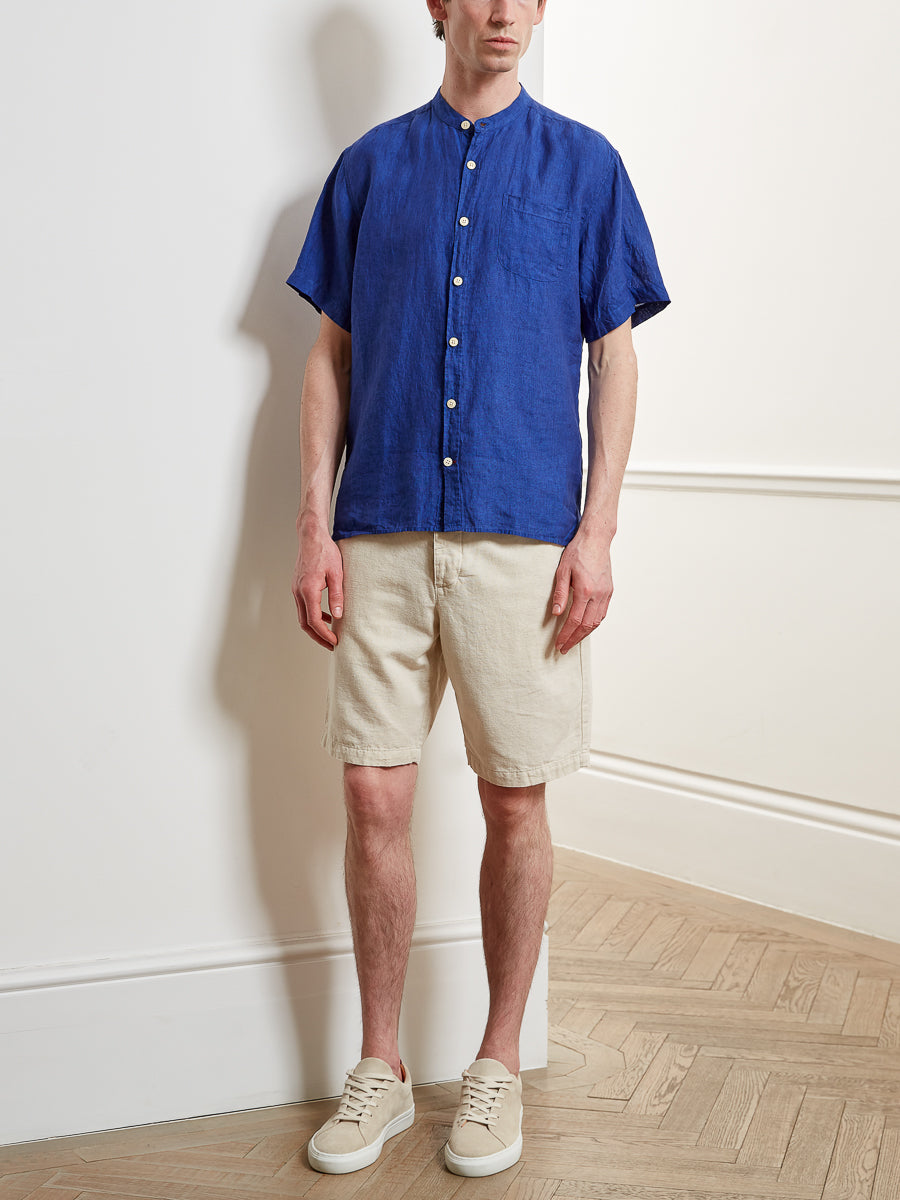 Short Sleeve Grandad Shirt Maywood Blue